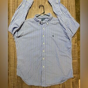 Polo by Ralph Lauren Light Blue and White Striped Button-Down Shirt